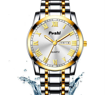 OLEVS Ladies Quartz Watch, White Dial Day Date, Two-Tone Steel