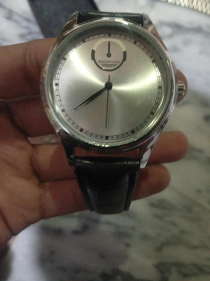 Curren Men's Classic Watch, Silver Dial, Black Croc Leather Strap