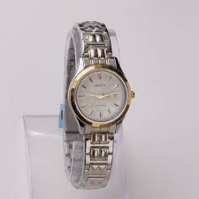 Aurum Ladies Two-Tone Quartz Watch, White Dial with Date