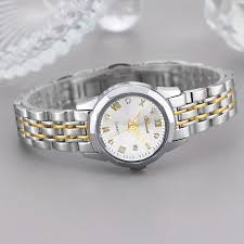 Aurum Ladies Two-Tone Quartz Watch, White Dial with Date
