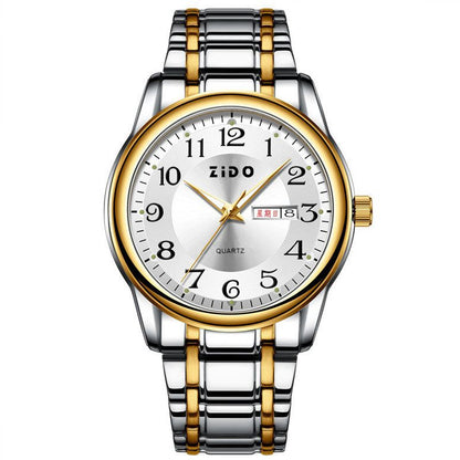 OLEVS Ladies Quartz Watch, White Dial Day Date, Two-Tone Steel