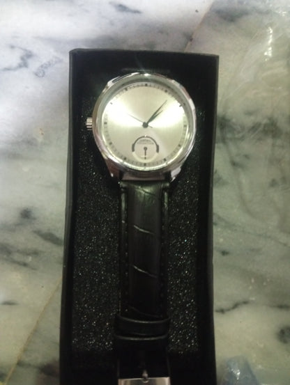 Curren Men's Classic Watch, Silver Dial, Black Croc Leather Strap